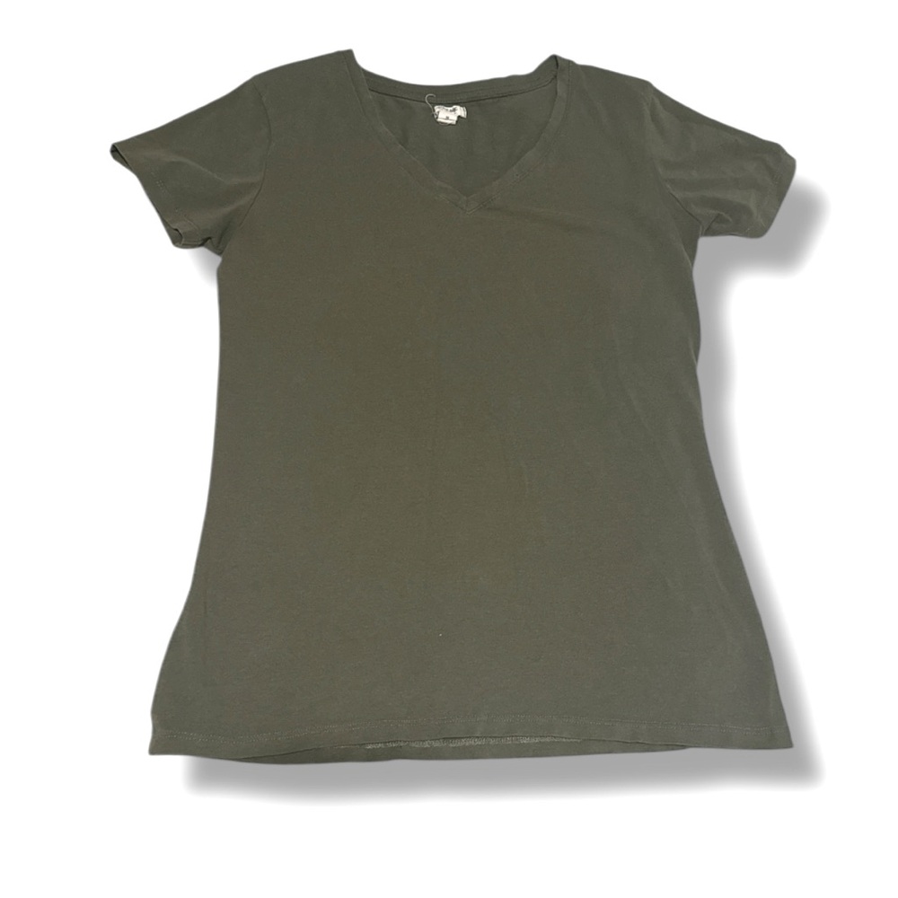 3 FOR $20 ARDENE Women’s Normcore Basic Y2K Olive Green V-Neck T-Shirt Size M